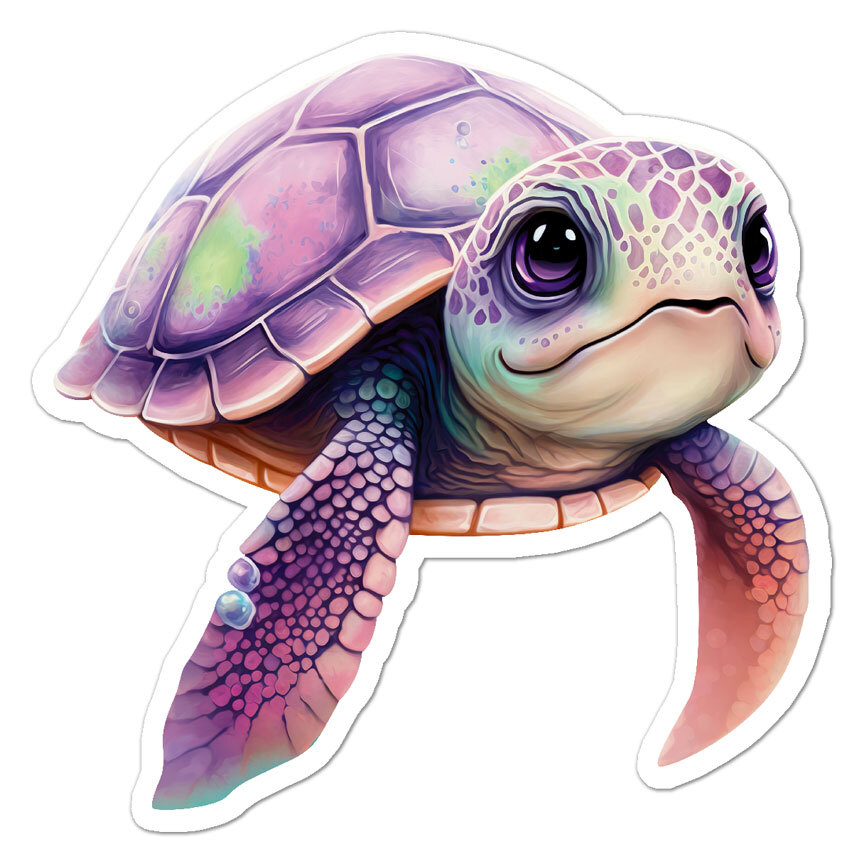 Cute Sea Turtle, Vinyl Decal Sticker, Indoor Outdoor, 3 Sizes, #9089