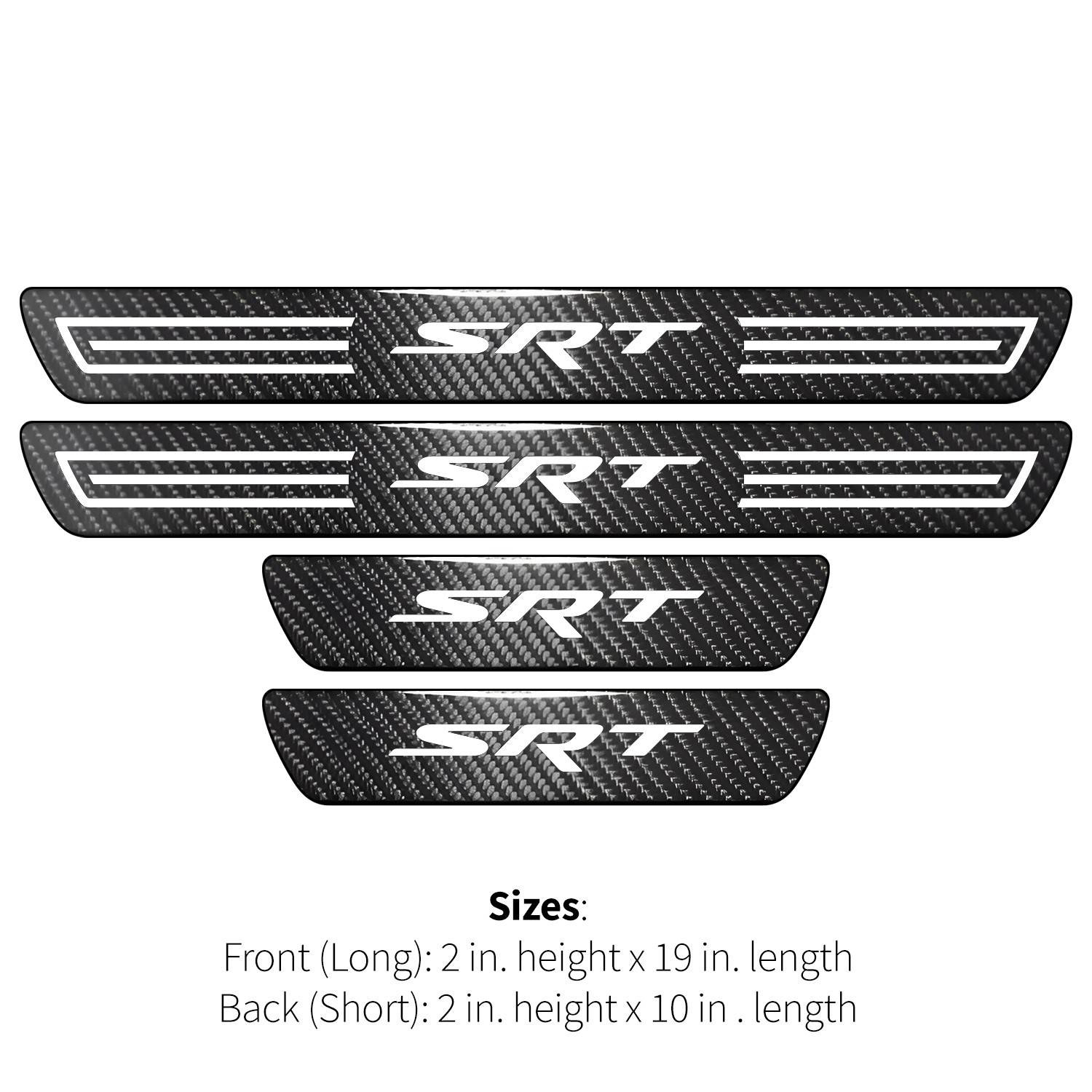 Dodge SRT Logo X-Large Black Carbon Fiber 4 Pcs Universal Door Sill Plates