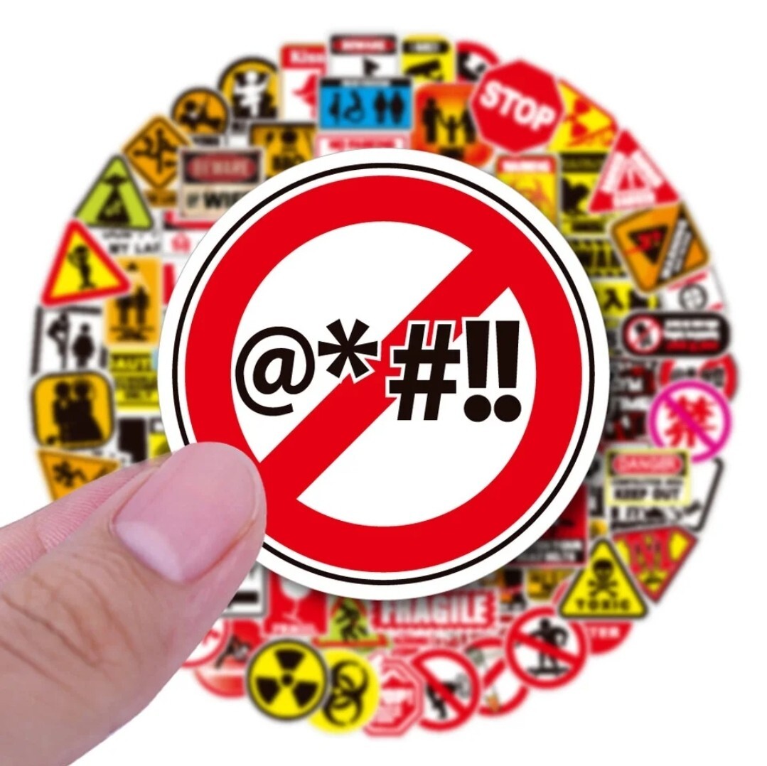 100pc Stickers Set Warning Slogan Series Collection