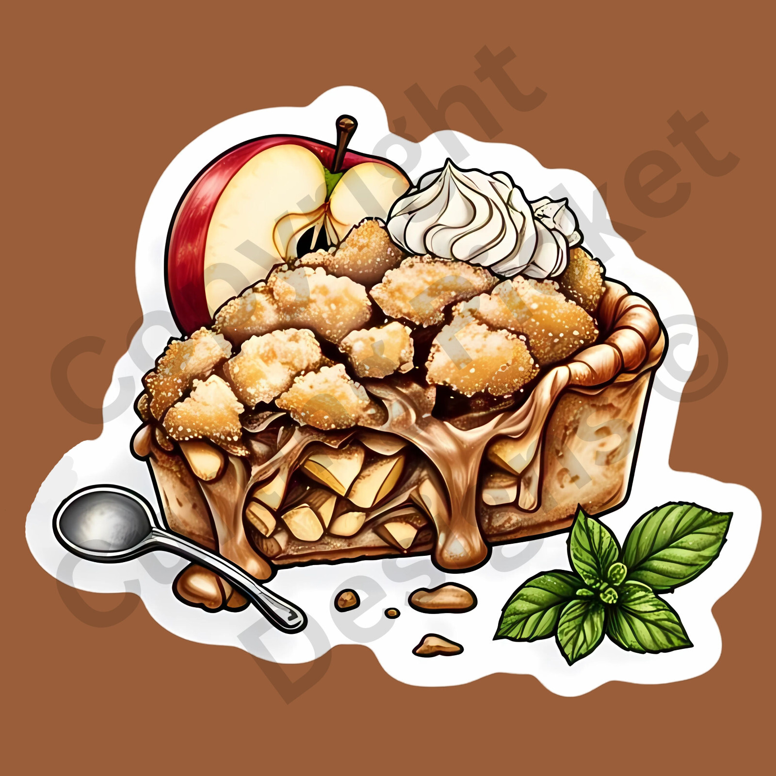 Apple Cobbler Dessert Food Delicious 3" Vinyl Sticker