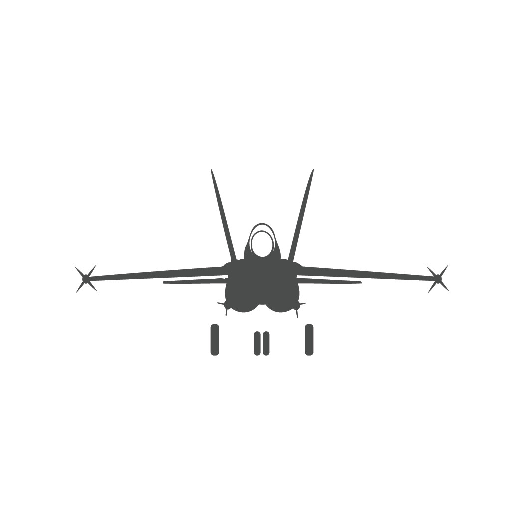 Military F-18 Front View Die Cut Decal Available in Multiple Colors Made in USA