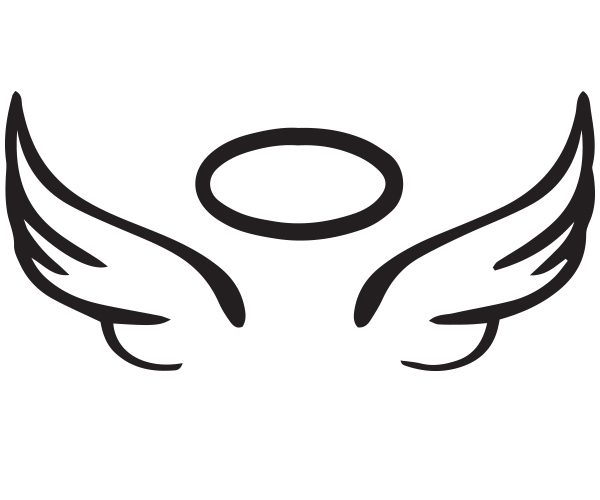 Angel Wing Halo Vinyl Decal In Memory RIP 5" X 2.25" Heaven Sticker