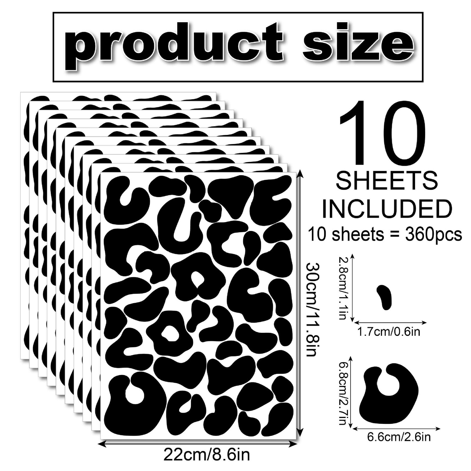 360 Pcs Black Cheetah Stickers Animal Print Cheetah Leopard Wallpaper Removab…
