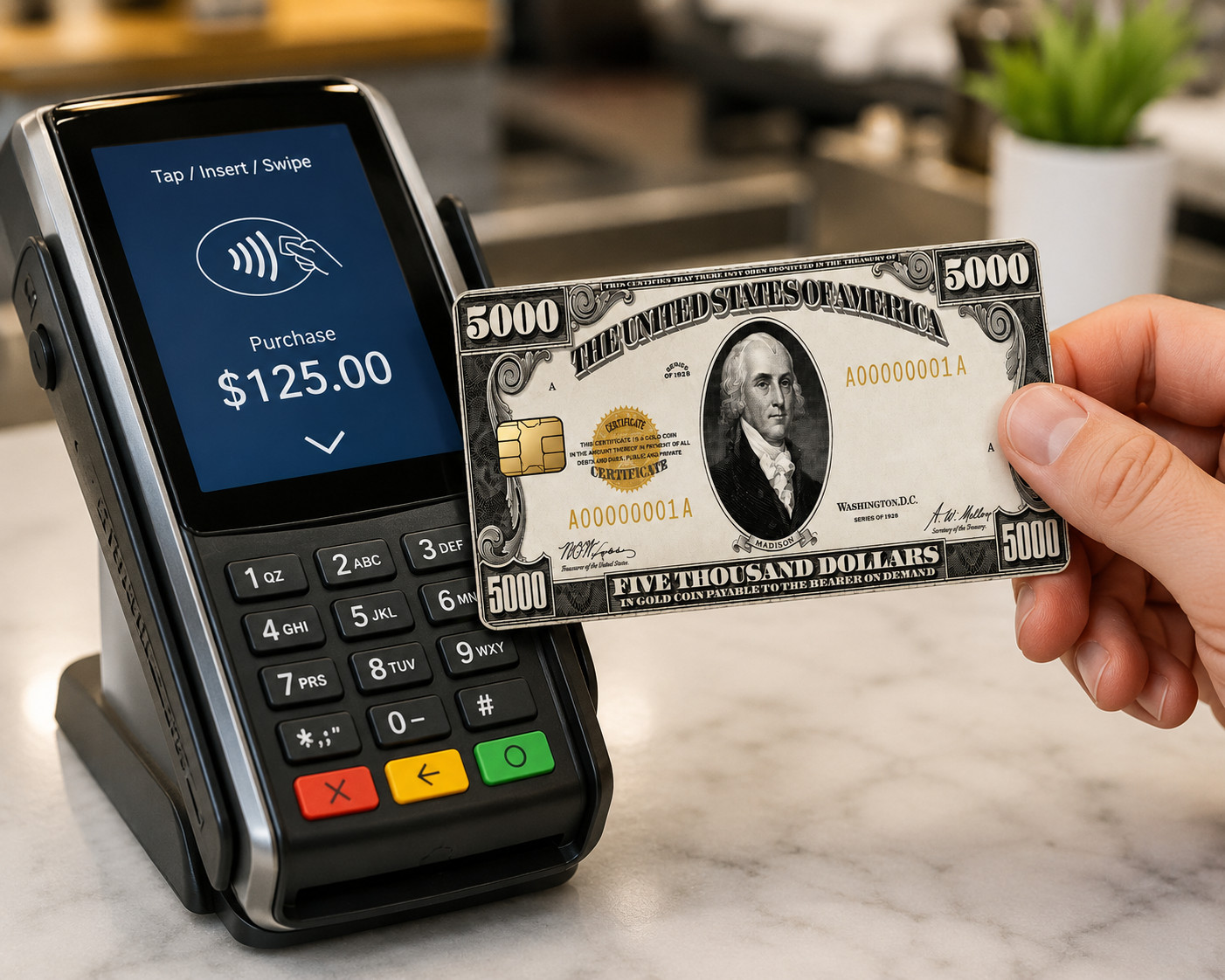 $5k Gold Certificate Debit Card Credit Card Skin Sticker ATM USA Replica