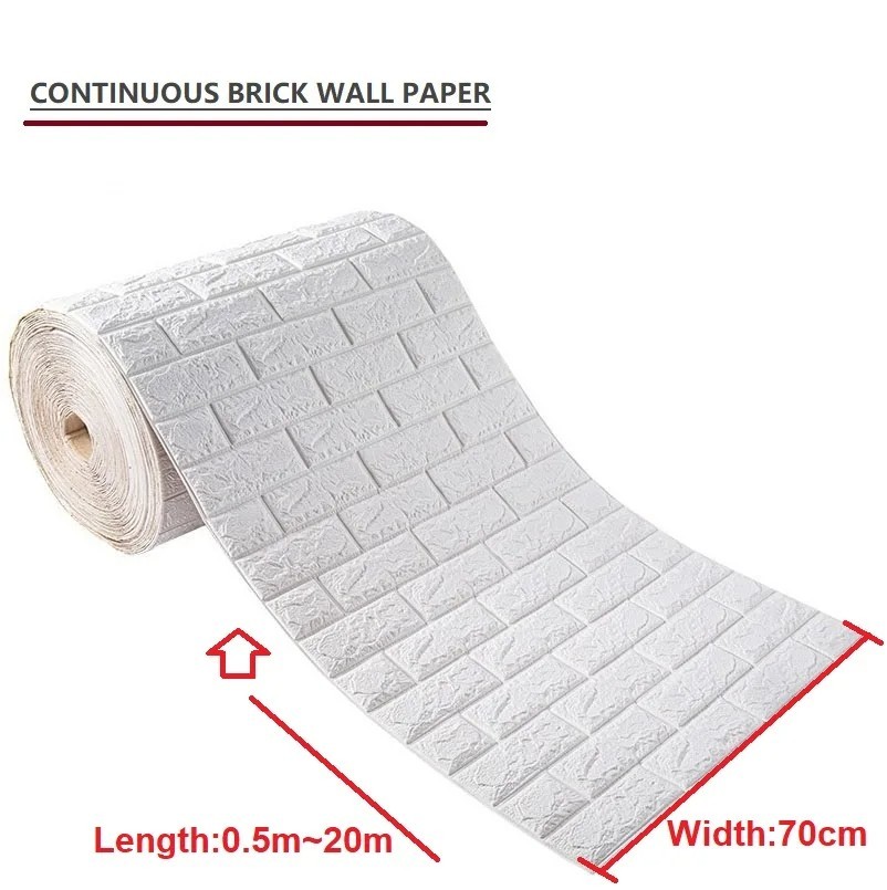 3D Brick Wallpaper Self-Adhesive Foam Wall Panels Sticker 70cm Waterproof