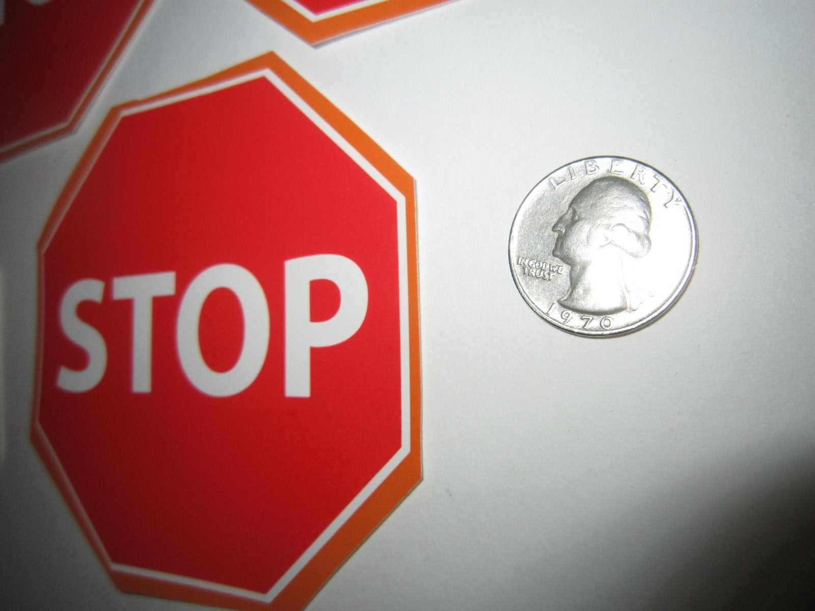 Lot Of 10 Stop Sign Stickers, High Quality Vinyl Decals 3-3/4" Octagon Shape