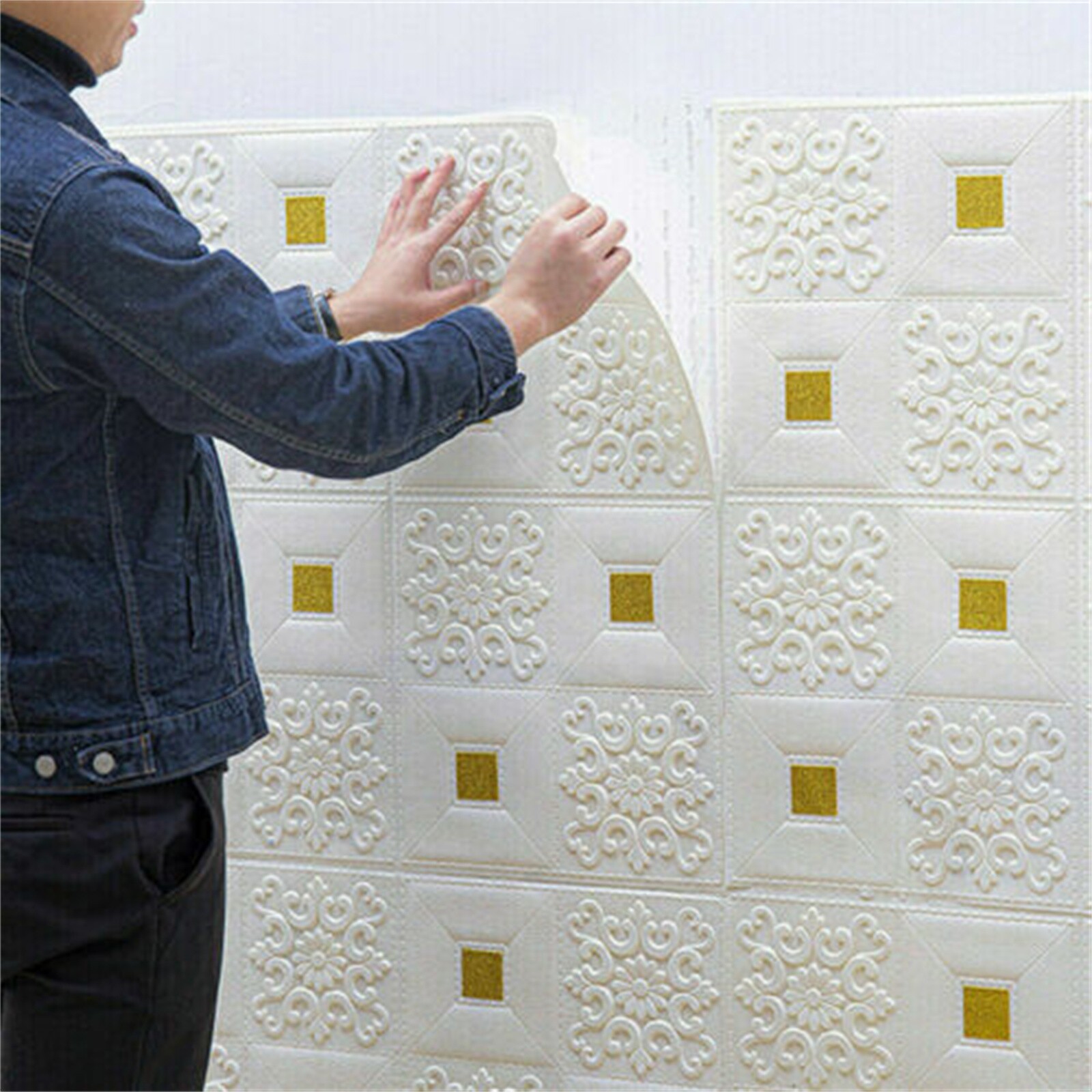 10 Pcs 3D Wall Panels Self-adhesive Tile Brick Sticker Foam Wallpaper Waterpro4Z