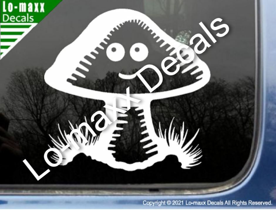Happy Mushroom Man Unique Art Car Truck Window Woodland Die Cut Vinyl Decal