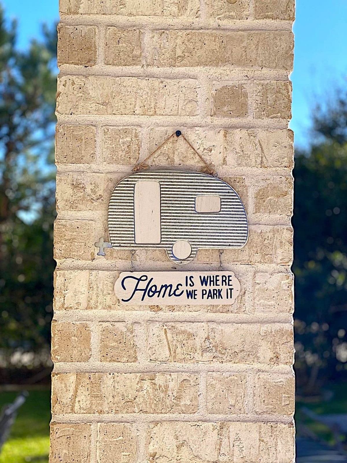 Camper RV Trailer Sign / Home Is Where We Park It / Rustic Wood Metal Outdoor…