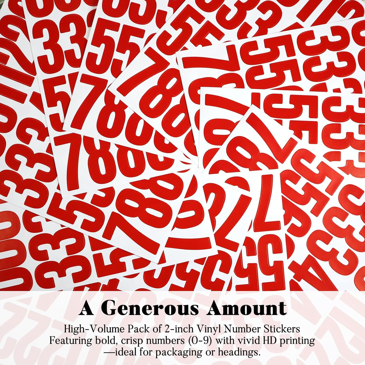 300 Number Stickers, 10 Sheets 2 Inches Self-Adhesive Vinyl 0-9 Decals for Scrap