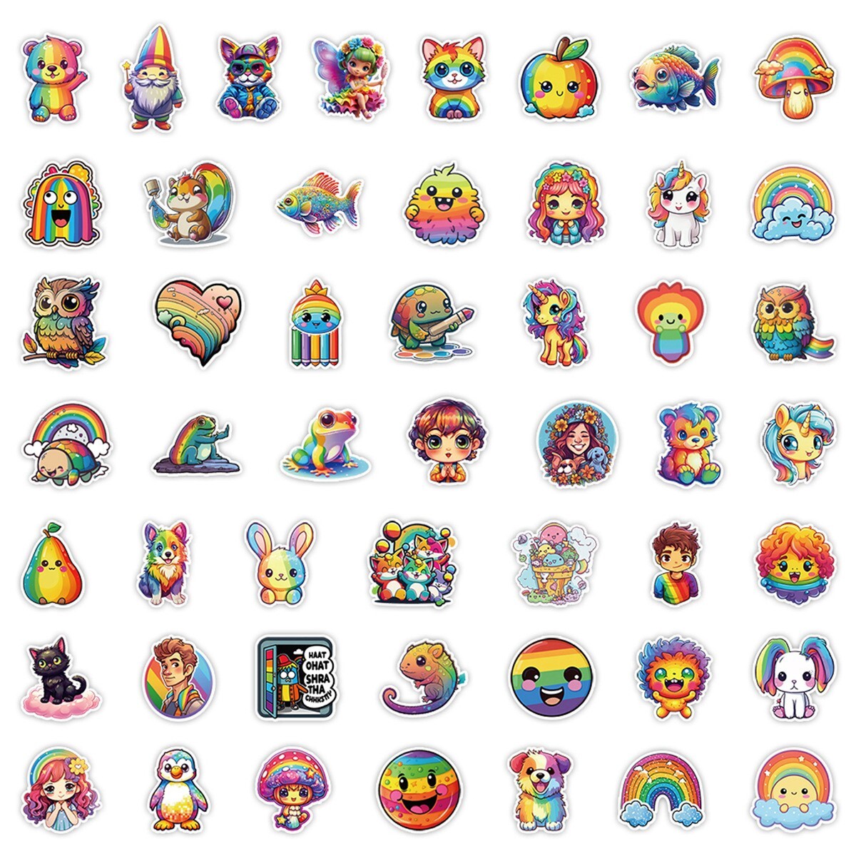 50 Pcs Stickers Rainbow Animal Laptop Phone Luggage Skateboard Car Fridge Vinyl