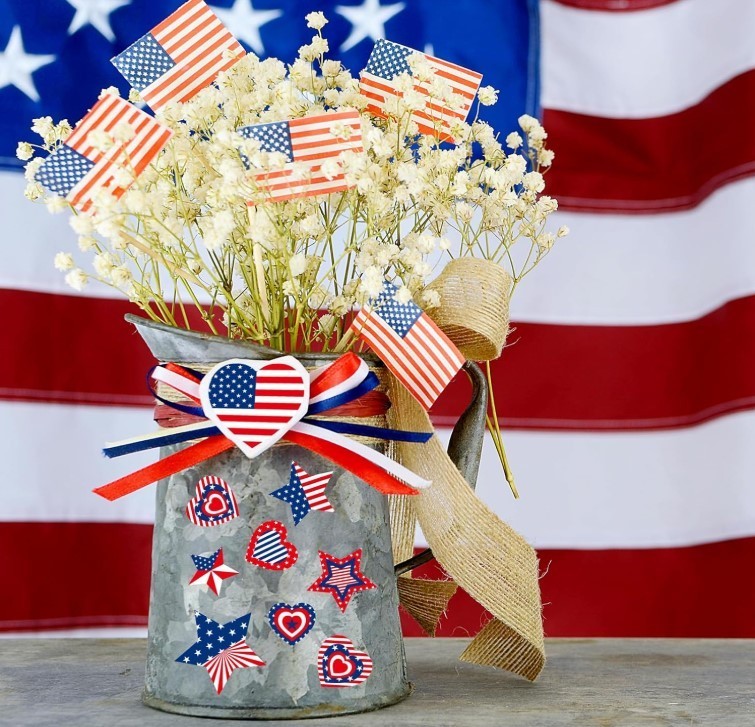 432Pcs Patriotic Stickers American Flag Print Star Heart Shaped Stickers 4Th of