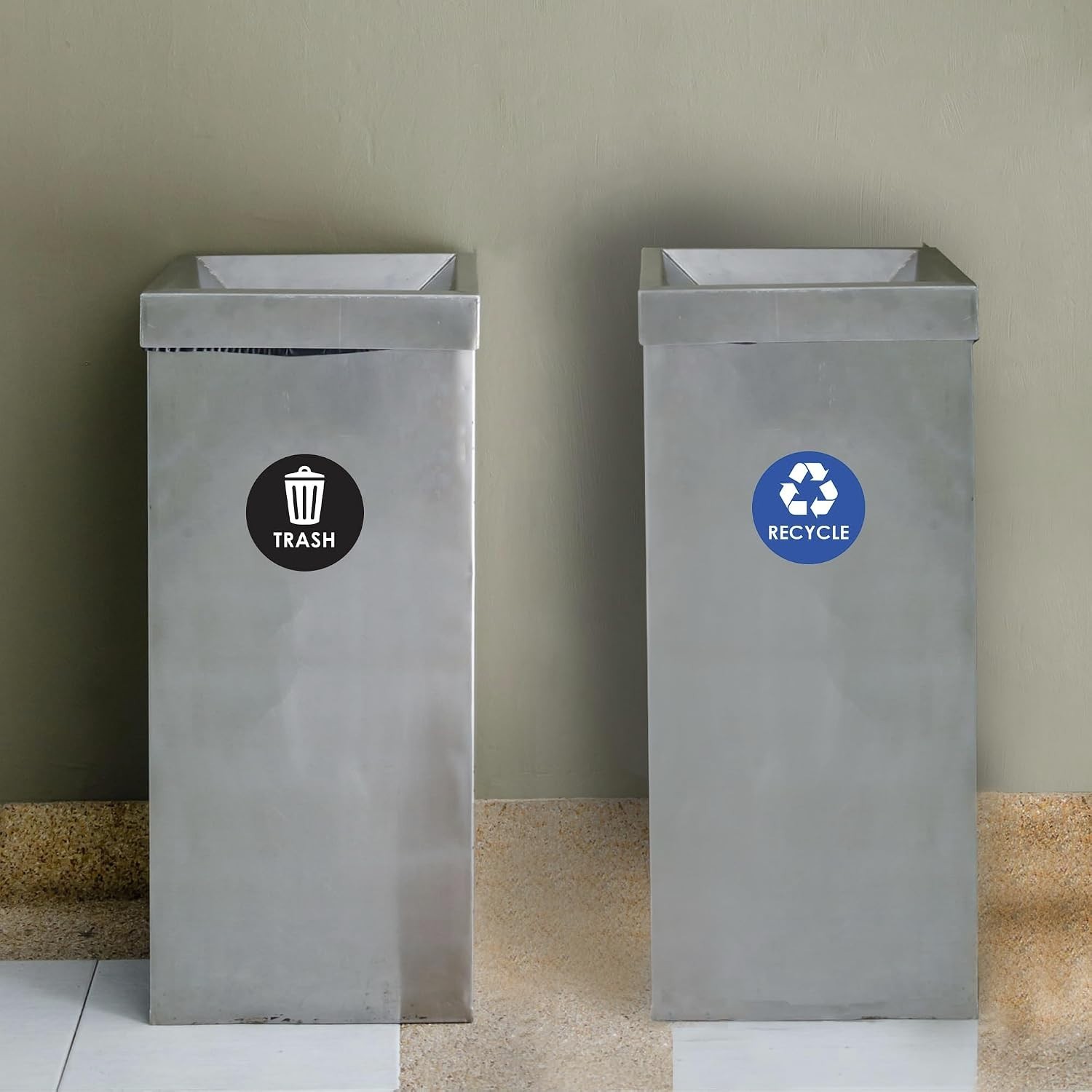 High-Visibility 6" Round Recycling Stickers – Durable, 4 Pack for Easy Sorting