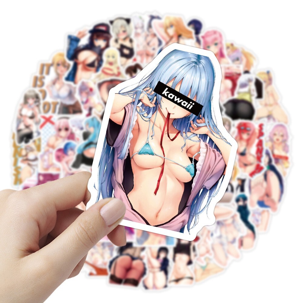 10/50pc Ahegao Hentai Cute Waifu Anime Notebook Laptop Phone Decal Sticker