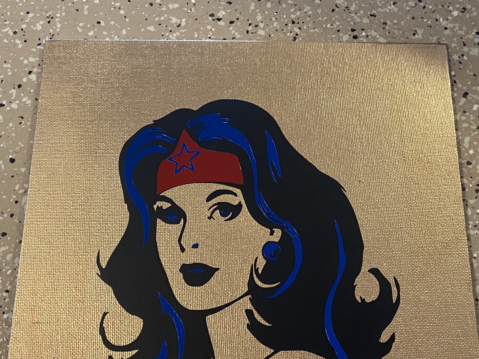 Handcrafted DC Wonder Woman Vinyl On Canvas 9×12 Signed Artwork A