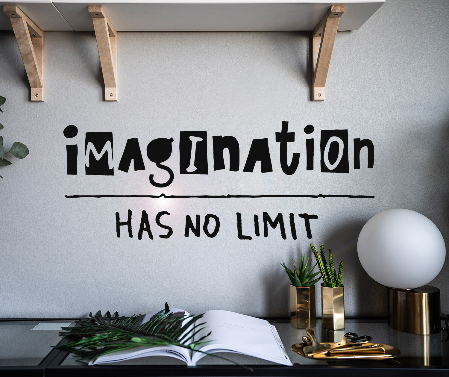 Vinyl Wall Decal Quote Imagination Has No Limit Stickers 28.5 in x 11 in gz034