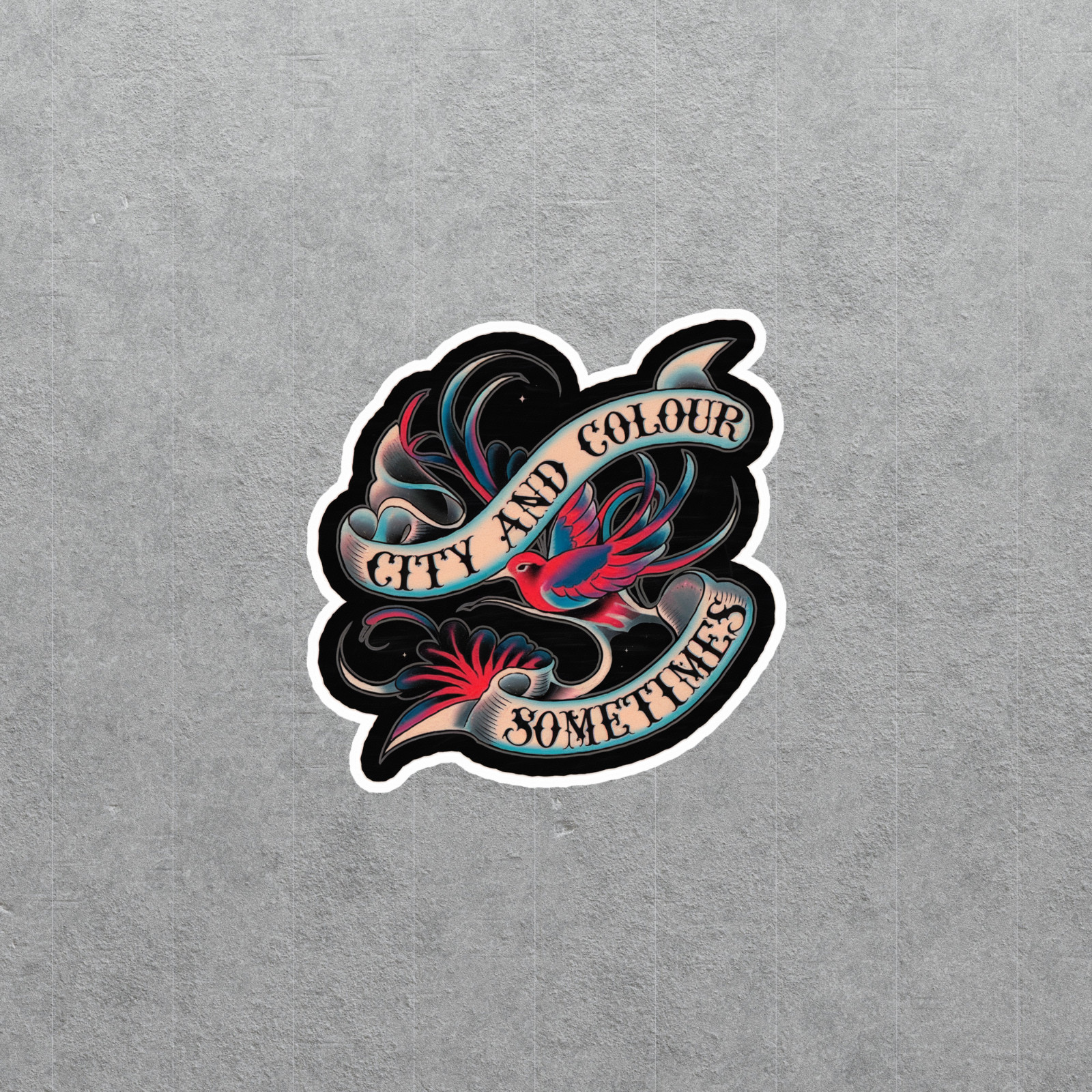 Traditional Tattoo Inspired City and Colour Sometimes Swallow Sticker #4297