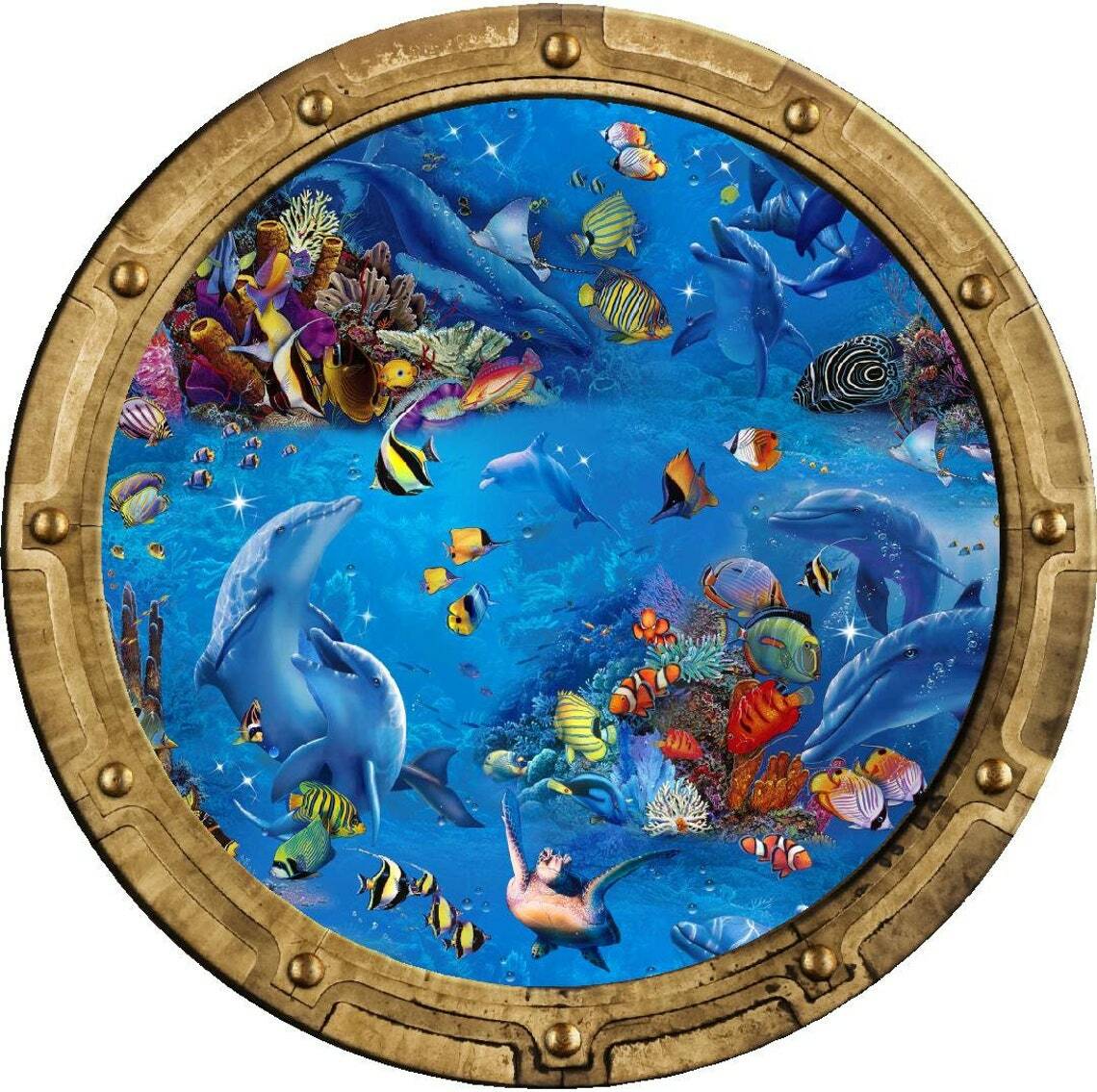 PortScape Under The Sea Fish Ocean Porthole Window Wall Decal Vinyl Wall Sticker