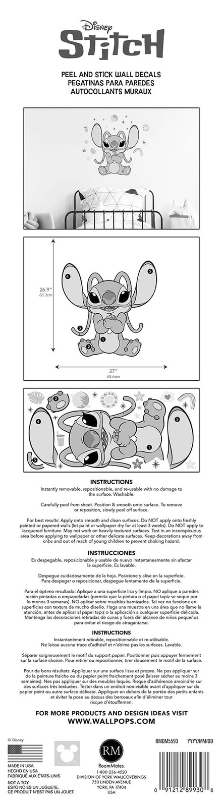 Disney Lilo & Stitch Angel Wall Decals by , RMDM5593
