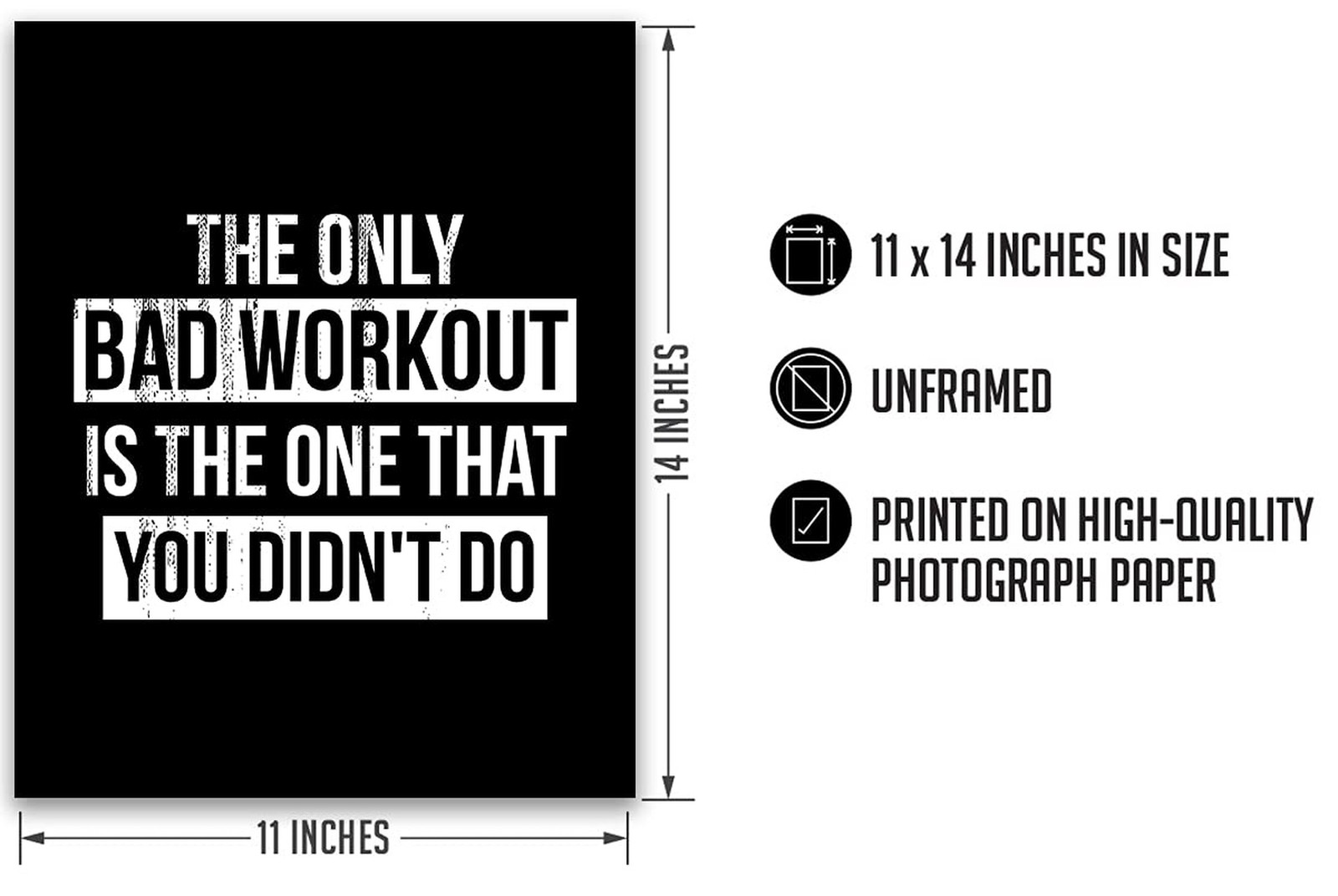 Govivo Motivational Wall Art, 11×14 Unframed Print, Gym Wall Decor, Motivatio…