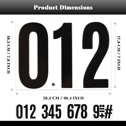 7 Inch Large Number Stickers, 8 Sheets Self-Adhesive Vinyl Number Sticker Black