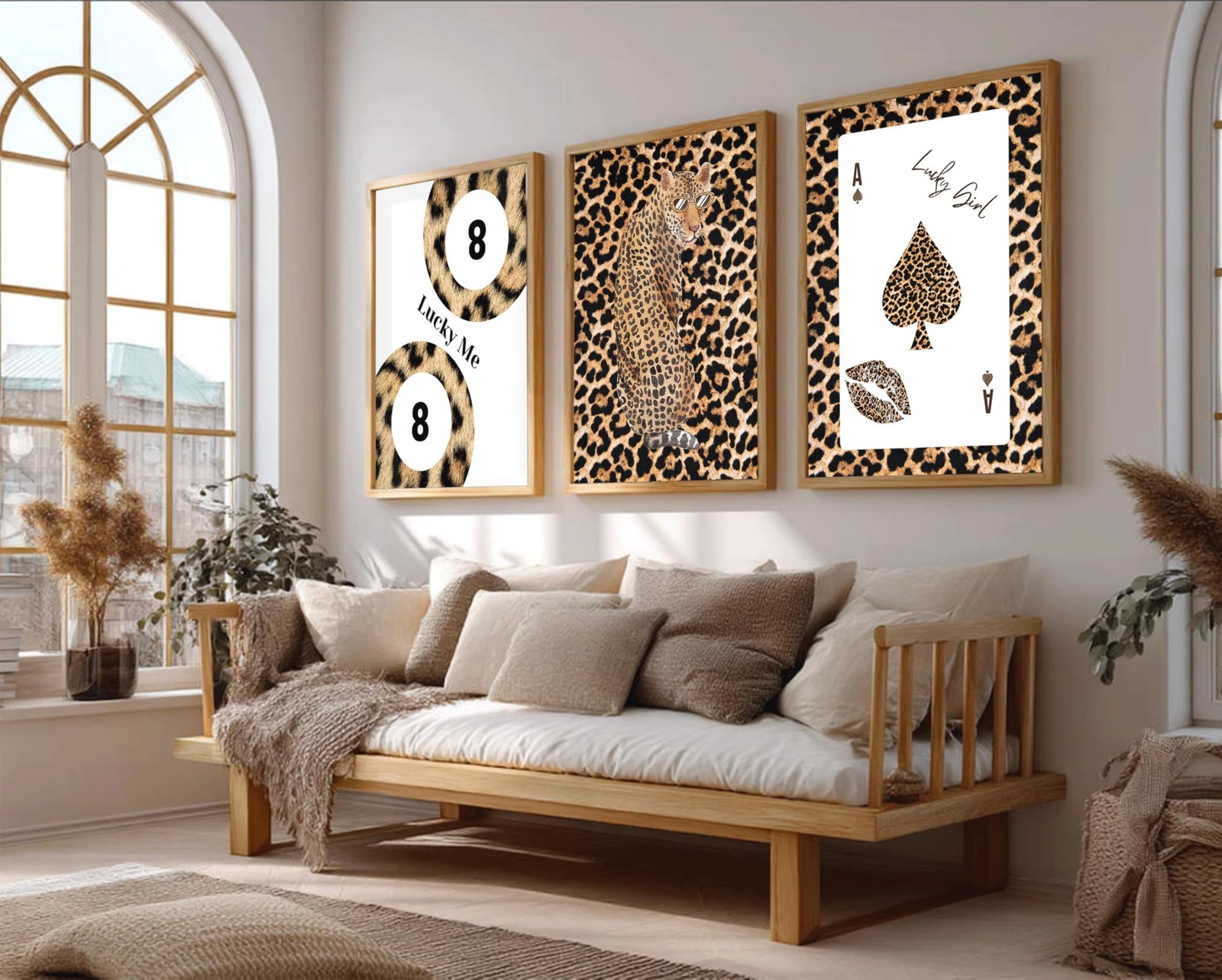 IEMIHZUM 6Pcs Trendy Leopard Wall Art Trendy Lucky 8 Ball Painting Picture Wa…