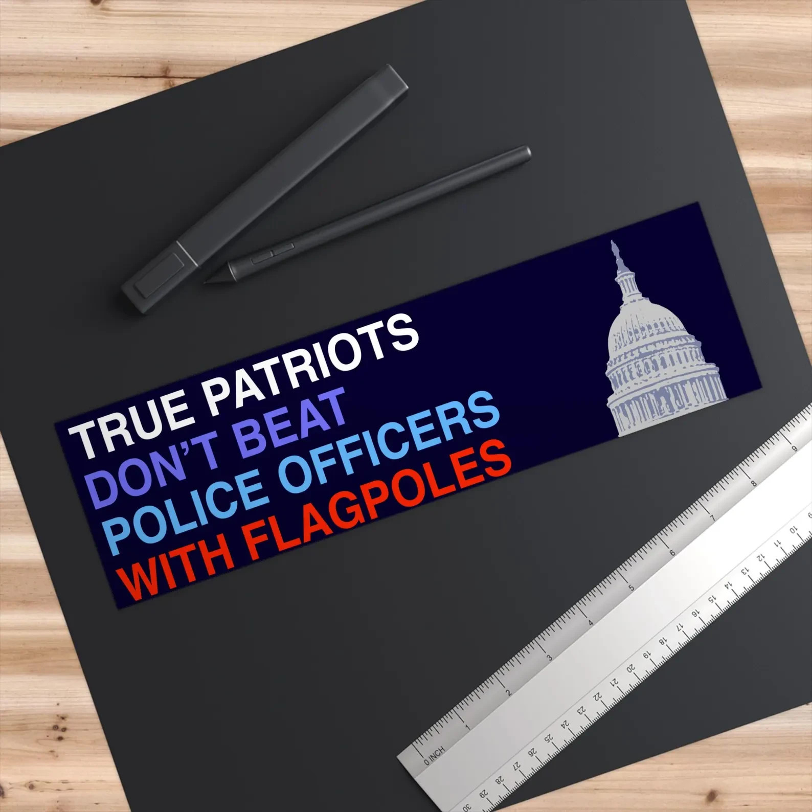 Anti-Trump Bumper Sticker or Magnet True Patriots Don't Beat Police January 6th