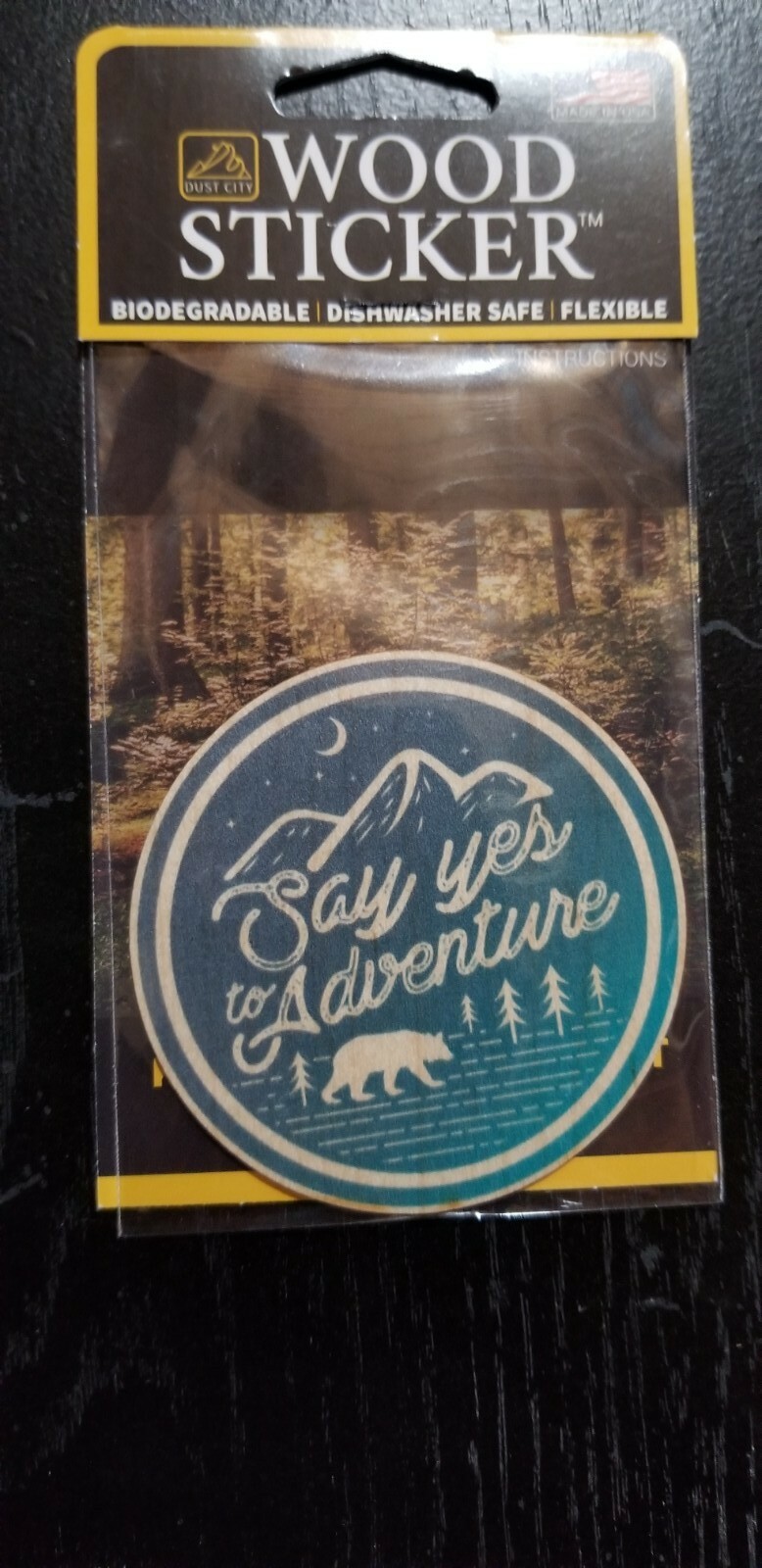 Yes to Adventure ~ Wood Sticker Decal ~ Bottle ~ Laptop ~ Car ~ USA Made Hiking