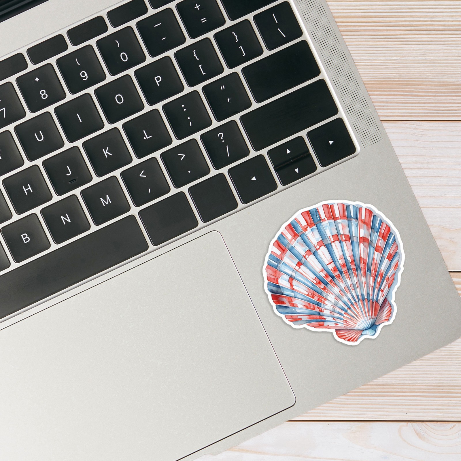 Red White Blue Seashell – Vinyl Decal Sticker – Car Window Laptop – #1671