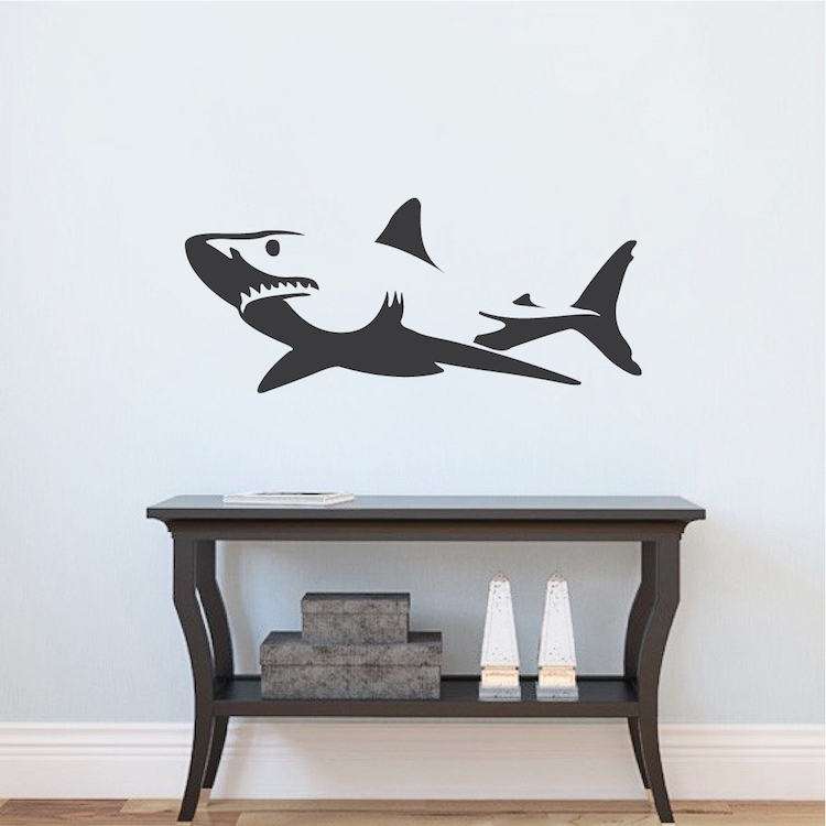 Shark Wall Decal Sticker, Sea Creatures Wall Vinyl, Removable Predator Mural b20