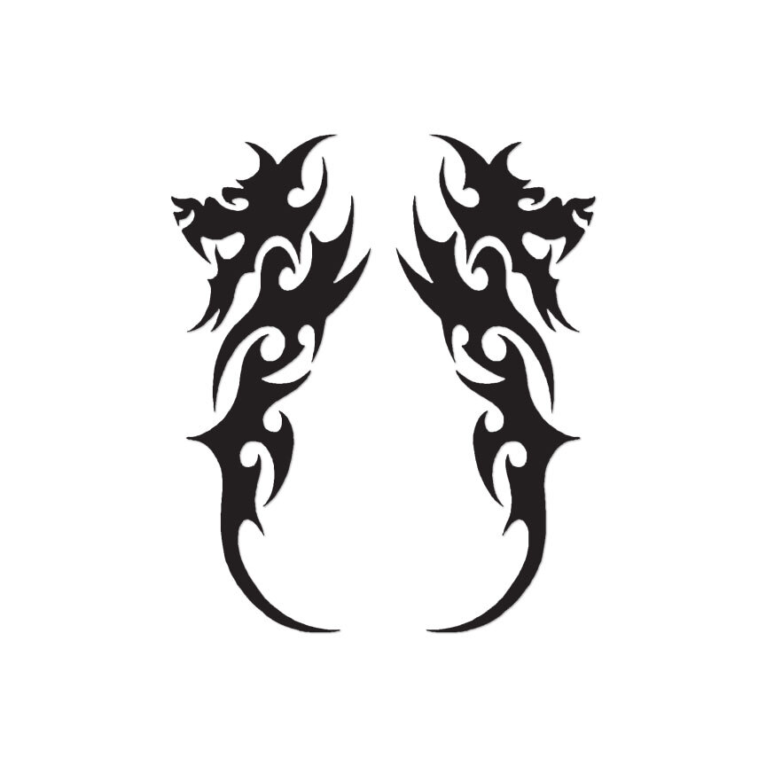 Pair of Dragon Tribal – Vinyl Decal Sticker – Multiple Color & Sizes – ebn223