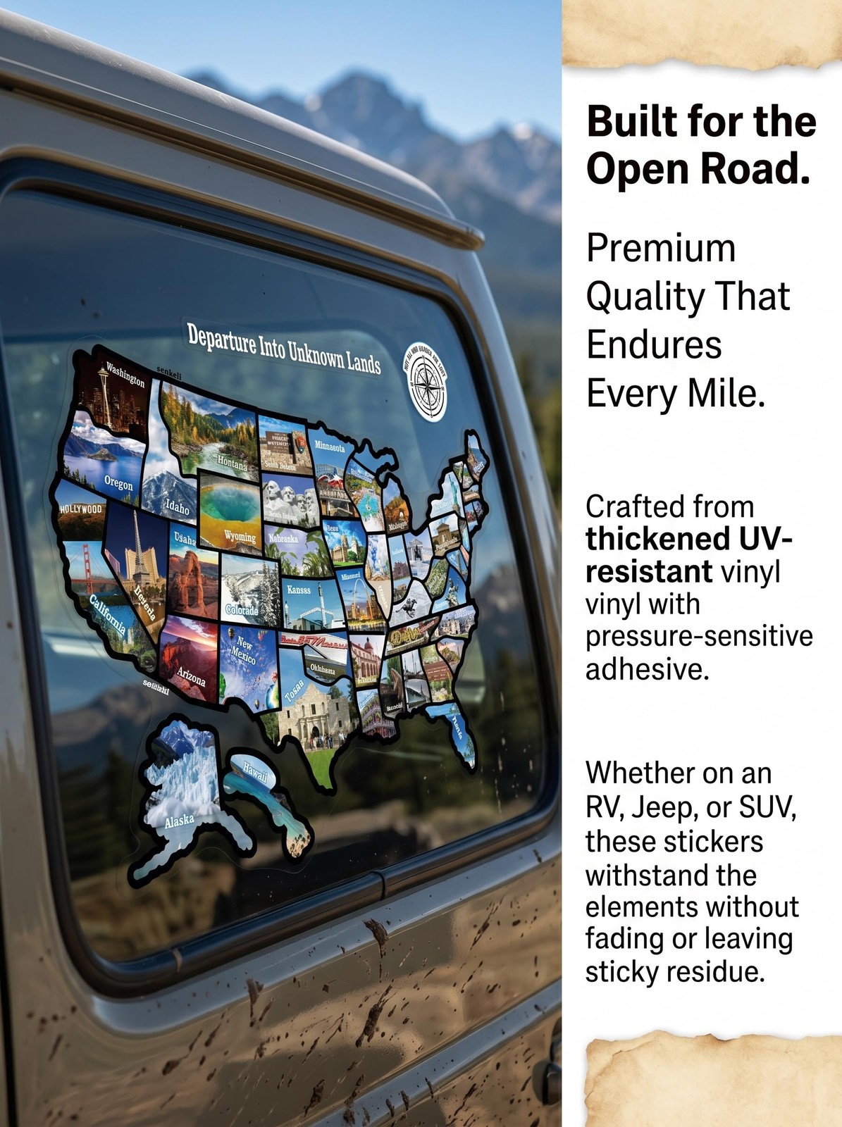 RV Map of States Sticker Visited Track Your Travel | 11×17" RV Map Decals for