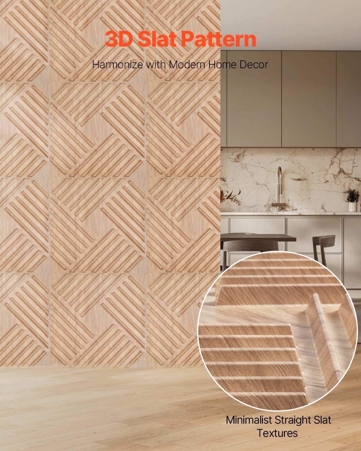 3D Wall Panels 12-Pack 19.7×19.7 in PVC 32 Sq.Ft Coverage Slat Light Wood Color