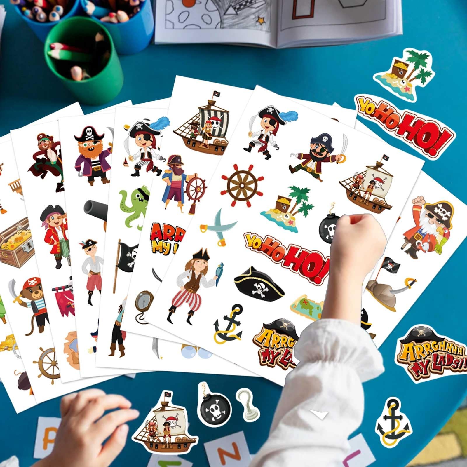 24 Sheets Pirate Stickers, Pirate Themed Stickers Variety Pack for Kids Scrap…
