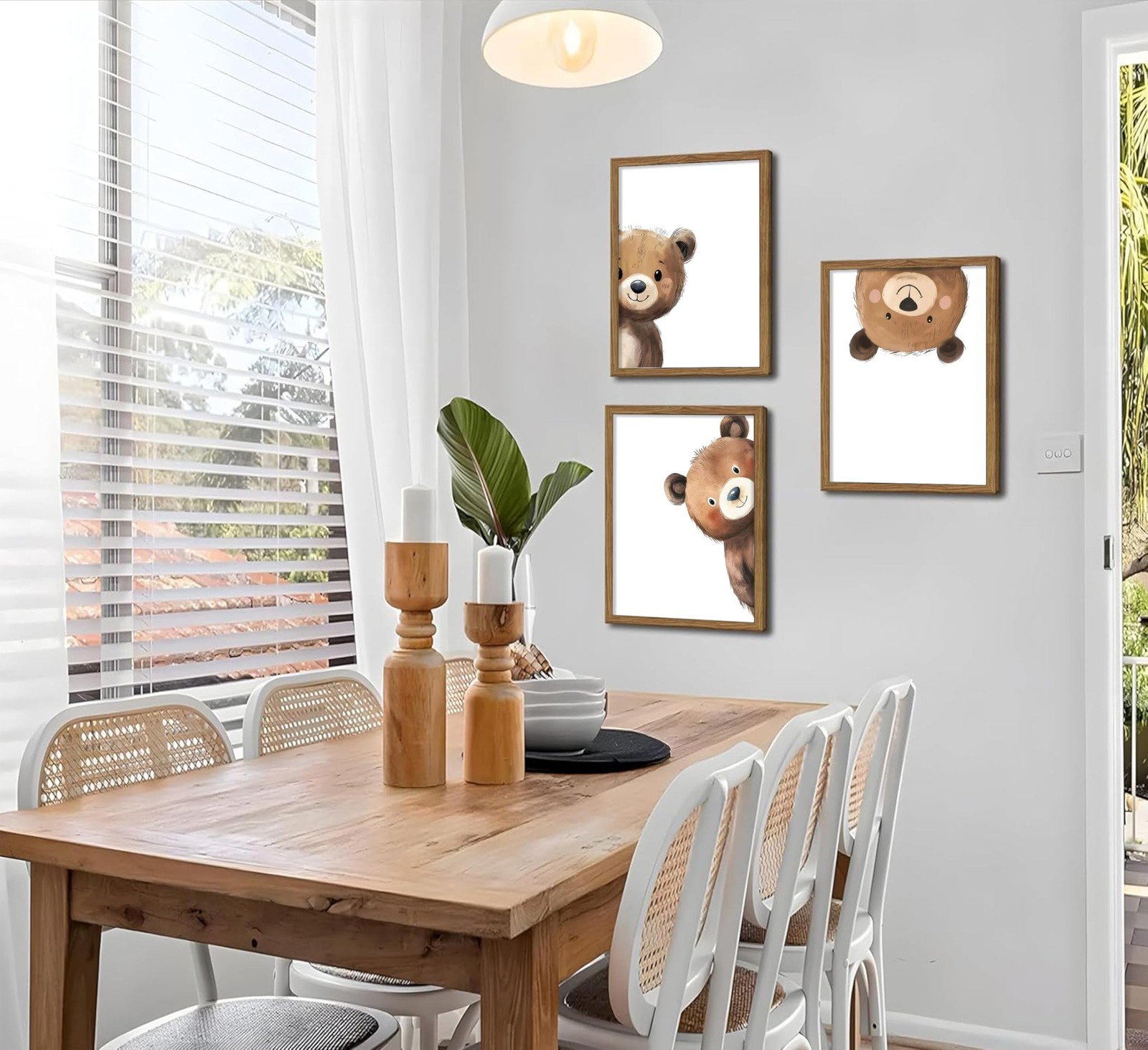 3Pcs Baby Teddy Bear Nursery Wall Art Peeking Bear Pictures Wall Decor Peekab…