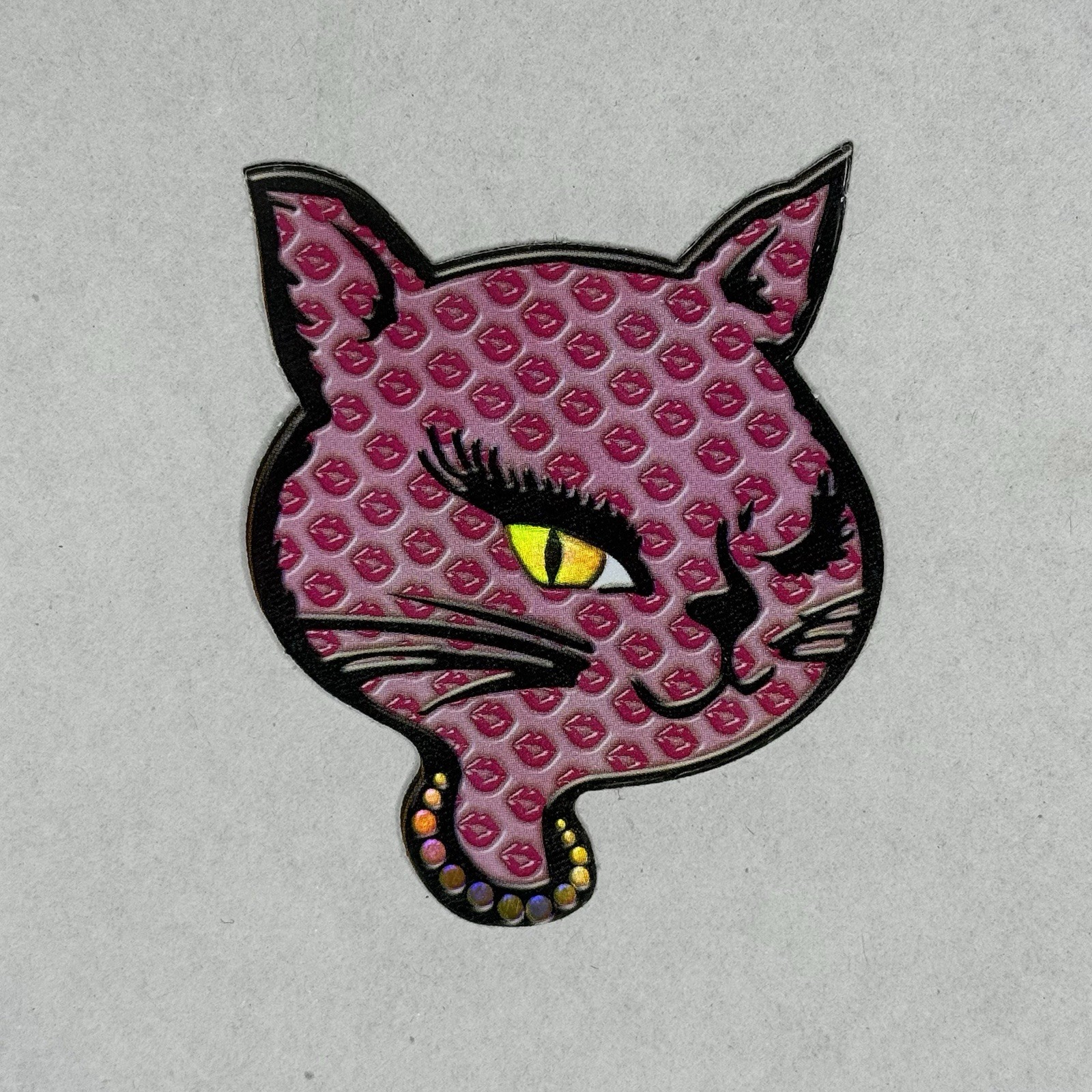 Vintage Winking Cat Vending Stickers 2001 Prism Foil Y2K