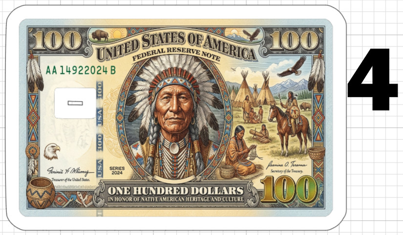 Native American Bill Credit ATM Debit Gift Card Skin Sticker Chief Indian Dollar