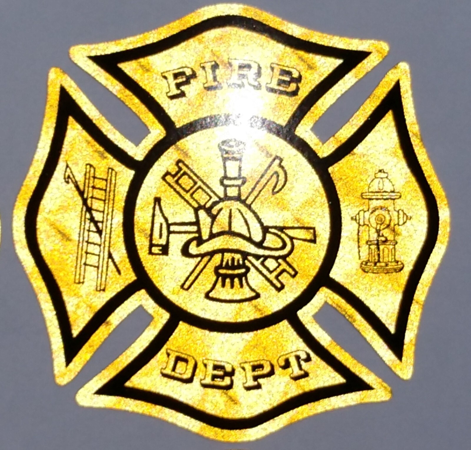 Reflective Black on Gold Engine Turn Vinyl Maltese Cross Decal multiple sizes