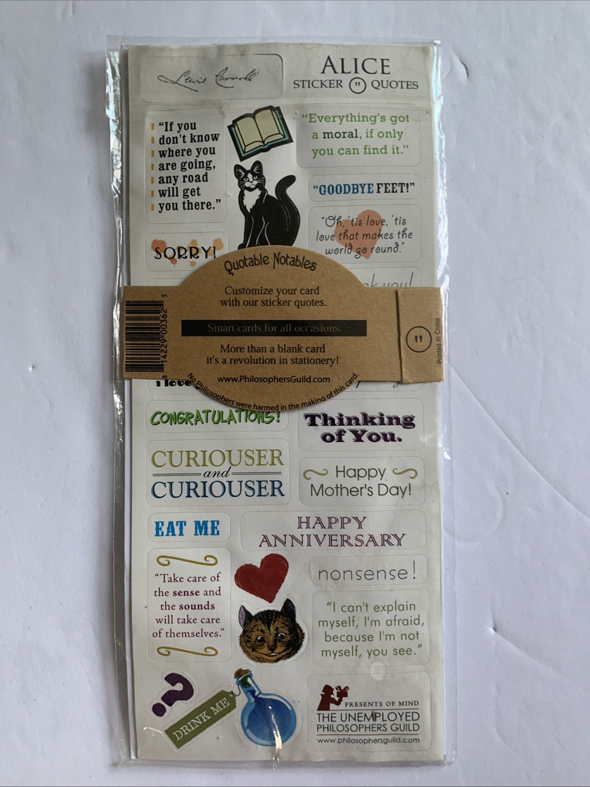Greeting Card Stickers UPG Quotable Notables NEW Alice in Wonderland