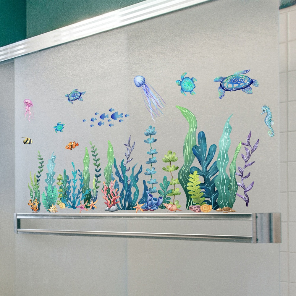 Sea Creatures Static Cling Sticker for Glass 11.81×23.62in Double Sided