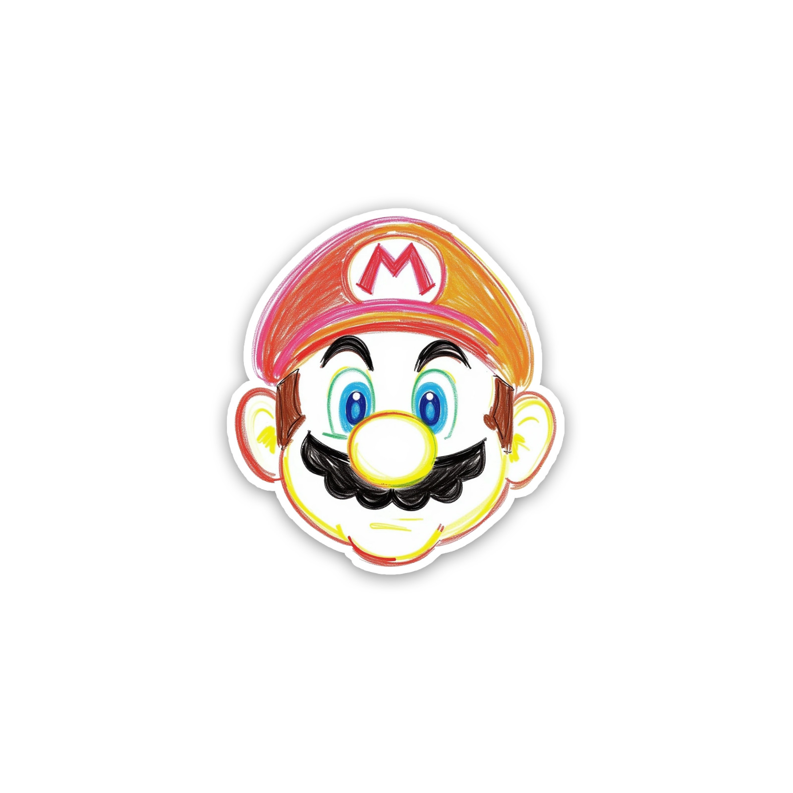 Mario Sticker 4 Inch Vinyl Decal Original Crayon Artwork Waterproof NES Nintendo