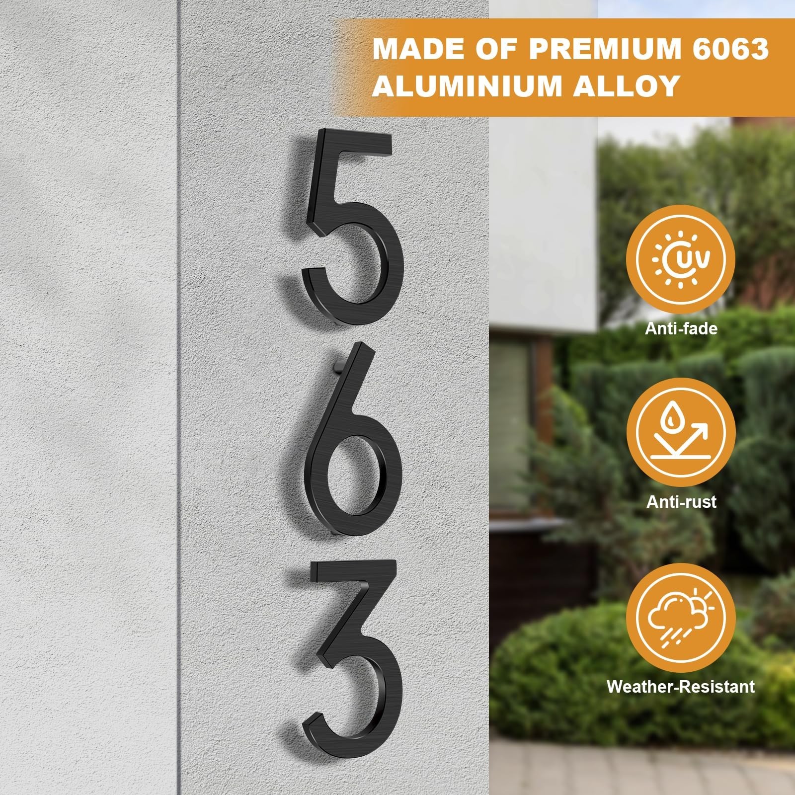 5 Inch Self adhesive letters,Address Numbers for House, Modern Anti-Rust Weat…