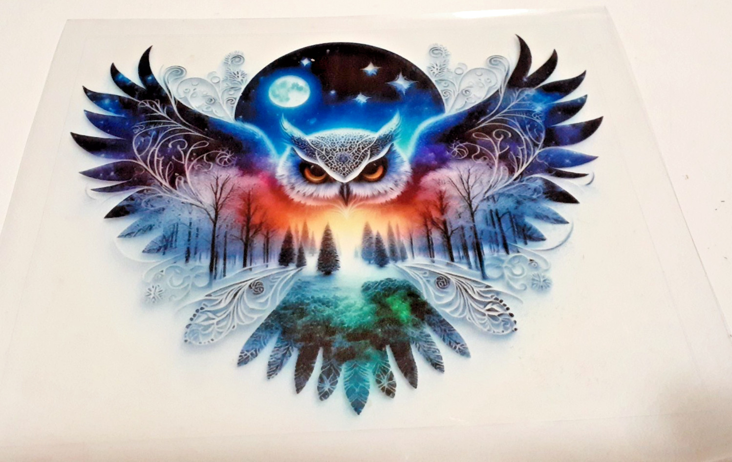 Flying Owl Tribal Spirit Animal Vinyl Decal Sticker 6" x 4.75"