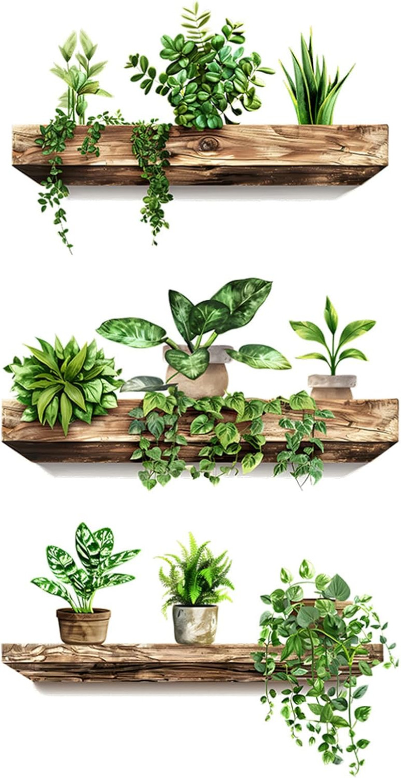 Green Plant Wall Decals 3D Bonsai Tropical Betterfly Wall Sticker Creative Vinyl