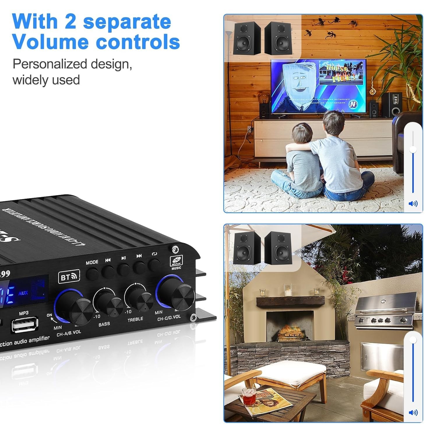 Audio Power Amplifier for Home Speakers – Bluetooth 5.0 Power Amp 4.1 Channel…