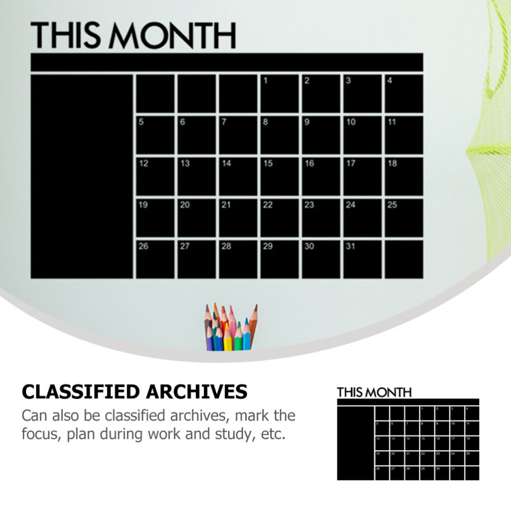 Calendar Blackboard Stickers Office Reusable Wall Planner Erasable Desk