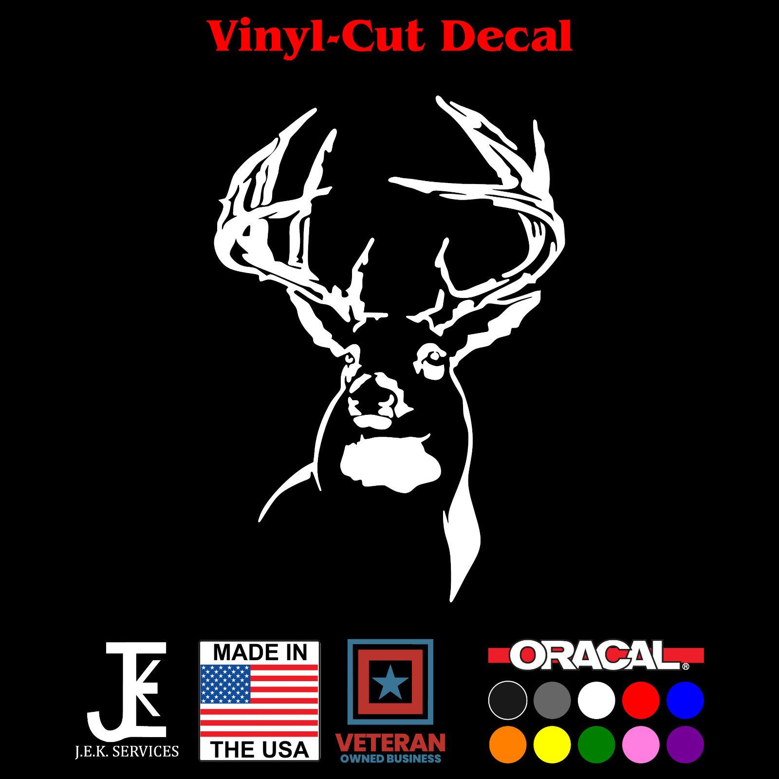 Whitetail Deer Sticker, Hunting Car Decal for Truck, Jeep, Window, Bumper, Boat