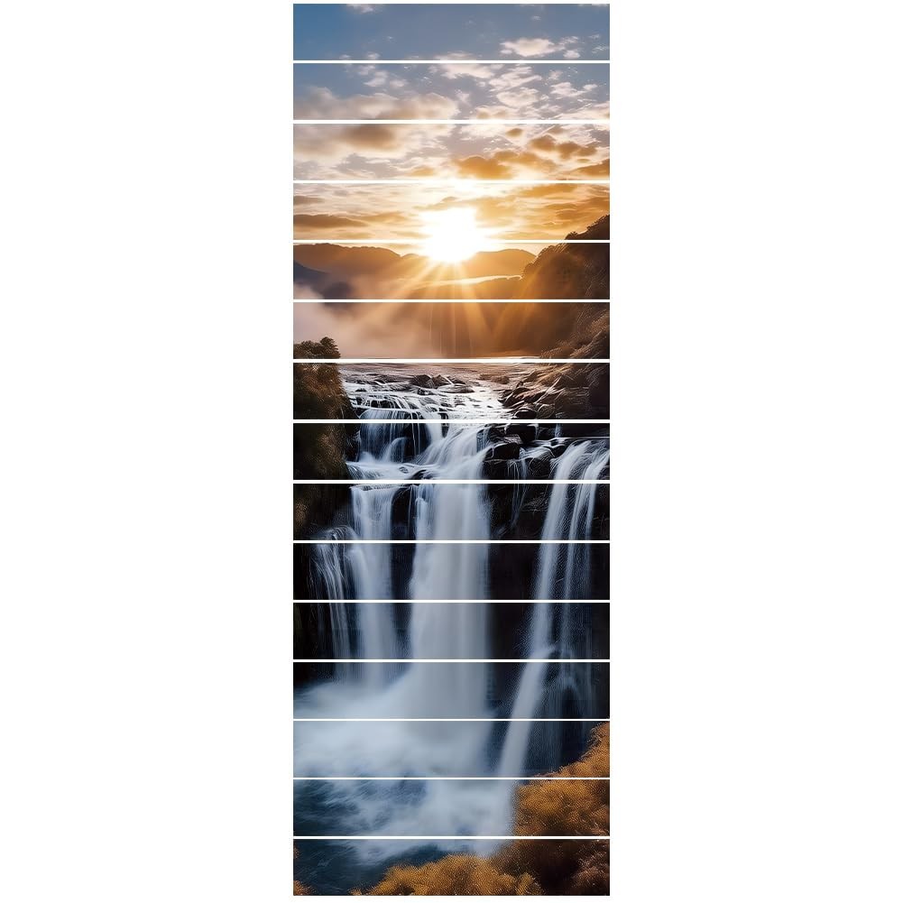 15 Strips 3D Waterfall Stair Decals, Peel and Stick Stairs Riser Stickers Nat…
