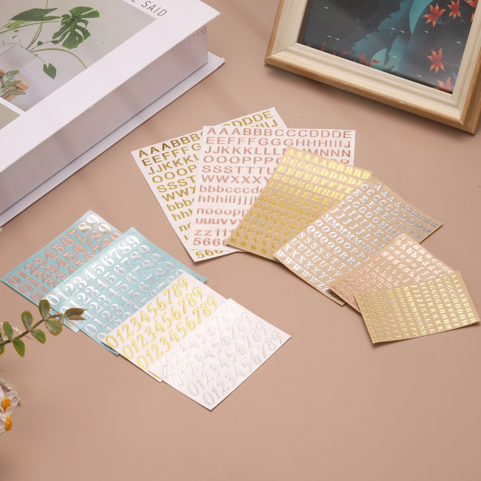 6Sheets Letter Stickers 0.35"Letter Stickers Alphabet Stickers(SilverUppercase)