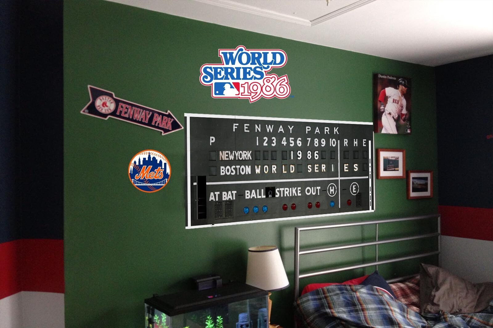 Fenway Park Scoreboard 30" x 67" Removable World Series 1986 Board Custom